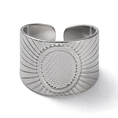 Non-Tarnish 304 Stainless Steel Open Cuff Ring Components STAS-M323-61P-1