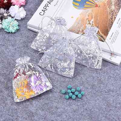 Rose Printed Organza Bags X-OP-R021-10x12-03-1