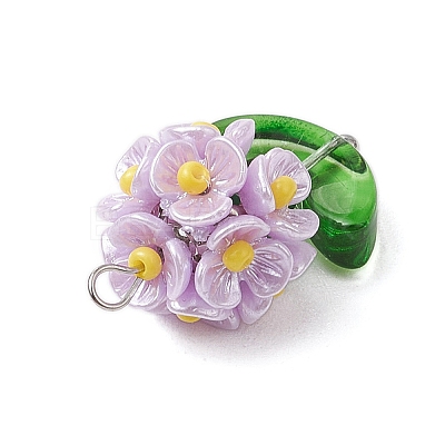 Glass Seed Beaded Flower Pendants PALLOY-MZ00521-04-1