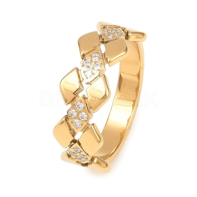 304 Stainless Steel Micro Pave Cubic Zirconia Finger Rings for Women RJEW-K315-03G-1