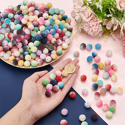 400Pcs 10 Colors Gradient Color Resin Imitation Pearl Beads RESI-NB0002-02-1