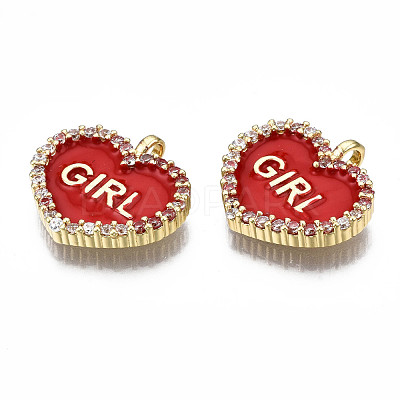 Brass Micro Pave Clear Cubic Zirconia Pendants KK-Q769-007-NF-1