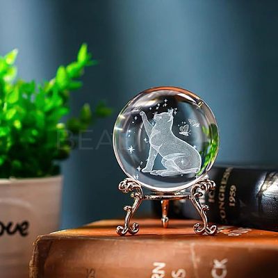 Inner Carving Glass Crystal Ball Diaplay Decoration PW-WG80134-07-1