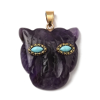 Natural Amethyst & Synthetic Turquoise Pendants G-Z090-02G-07-1