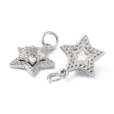 Brass Cubic Zirconia Charms ZIRC-C022-07P-1