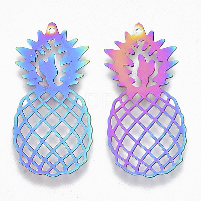 Ion Plating(IP) 201 Stainless Steel Filigree Pendants STAS-R102-05-1