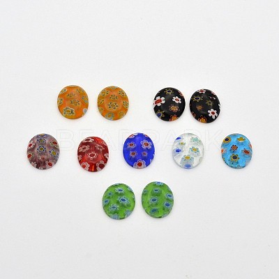 Oval Lampwork Cabochons LK-F007-10x12mm-M-1