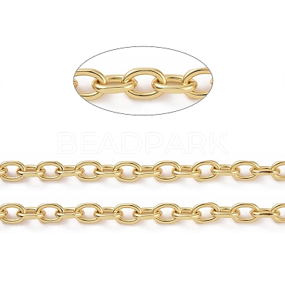 Unwelded Faceted Brass Cable Chains CHC-G005-23G-1