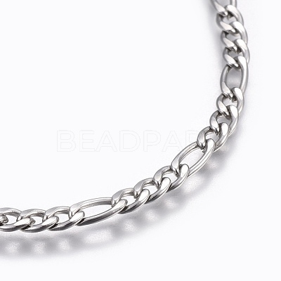 Tarnish Resistant 304 Stainless Steel Figaro Chain Bracelets BJEW-L634-04A-P-1