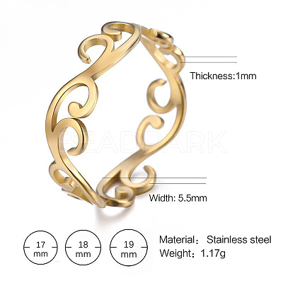 Branch 304 Stainless Steel Finger Rings FS-WG833A8-05-1