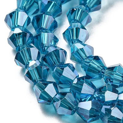 Transparent Electroplate Glass Beads Strands GLAA-F029-4mm-C01-1
