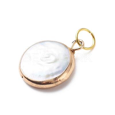 Electroplate Natural Baroque Pearl Keshi Pearl Pendants PALLOY-JF01896-1
