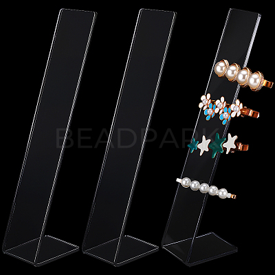 4Pcs Clear Acrylic Slant Back Hairpin Display Stands ODIS-SP0001-05-1