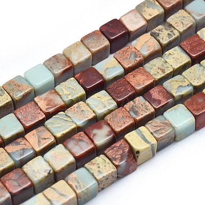 Natural Aqua Terra Jasper Beads Strands G-I213-01-6mm-1