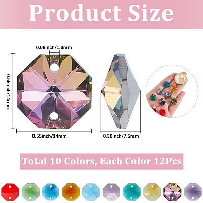 120Pcs 10 Colors Electroplate Glass Links Connectors EGLA-SP0001-33-1