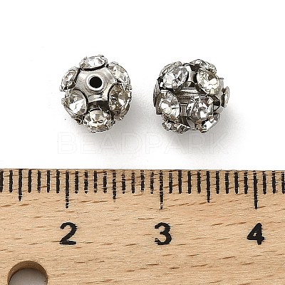 7mm Brass Crystal Rhinestone Beads KK-S519-01B-P-1