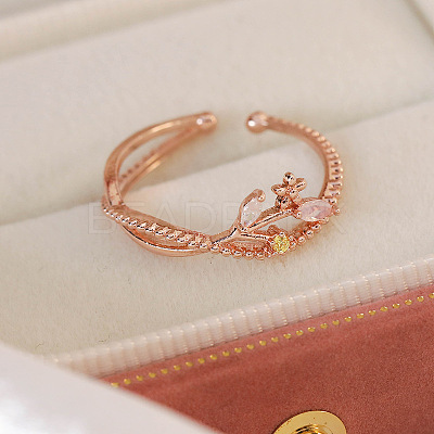 Adjustable Brass Micro Pave Cubic Zirconia Open Cuff Rings for Women LS-EC9353-5-1