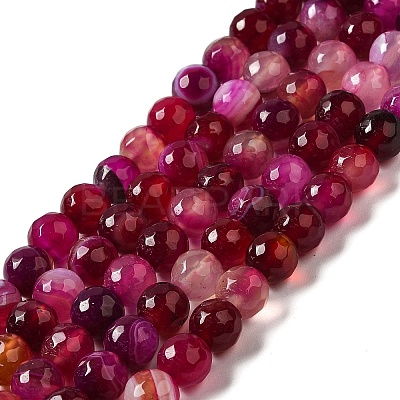Natural Striped Agate/Banded Agate Beads Strands G-A246-8mm-13-1
