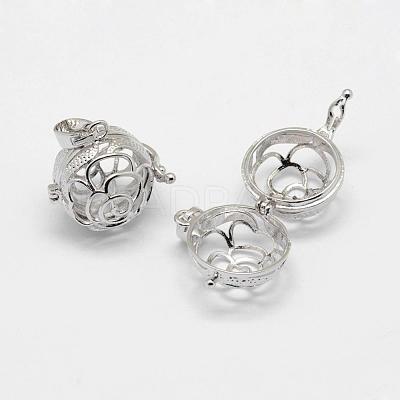 Brass Cage Pendants KK-G323-35A-P-NR-1