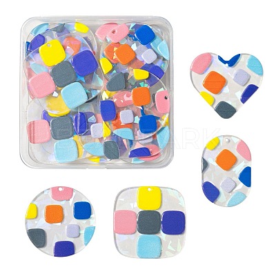 24Pcs 4 Style Transparent Clear Acrylic Pendants KY-LS0001-09-1