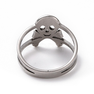Non-Tarnish 201 Stainless Steel Skull Finger Ring RJEW-J051-08P-1