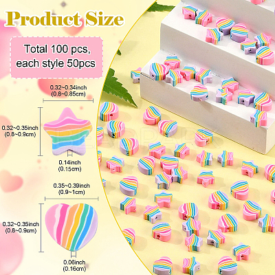 100Pcs 2 Styles Handmade Polymer Clay Beads CLAY-YW0001-97-1