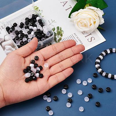 200Pcs 2 Colors Imitation Cat Eye Resin Bead Spacers RESI-YW0001-10-1