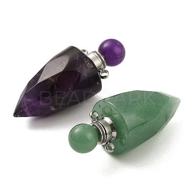 Natural Mixed Stone Openable Perfume Bottle Pointed Pendants G-F754-02P-1