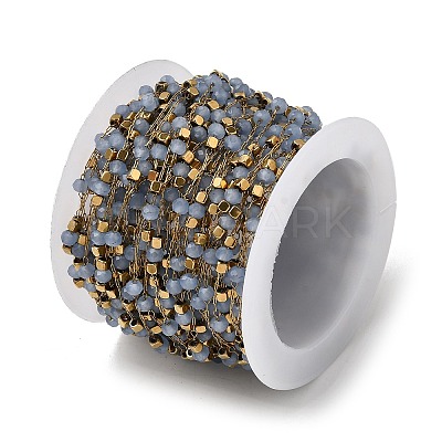 Handmade 304 Stainless Steel Glass Round Link Chains CHS-L032-09G-04-1