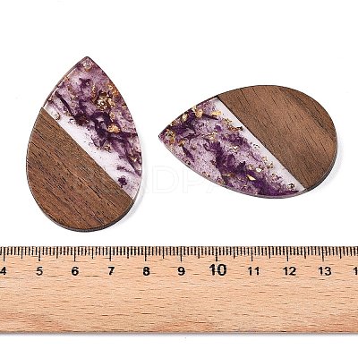 Transparent Resin & Walnut Wood Big Pendants RESI-T058-05E-1
