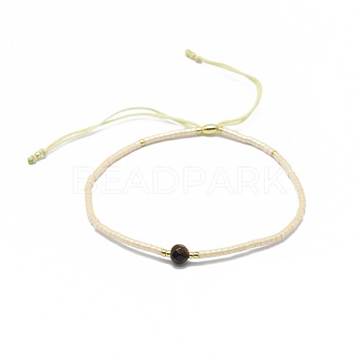 Adjustable Natural Tiger Eye Braided Bead Bracelets BJEW-F391-A09-1