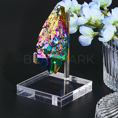 2Pcs 2 Colors Square Transparent Acrylic Mineral Crystal Stands ODIS-GL0001-06-1