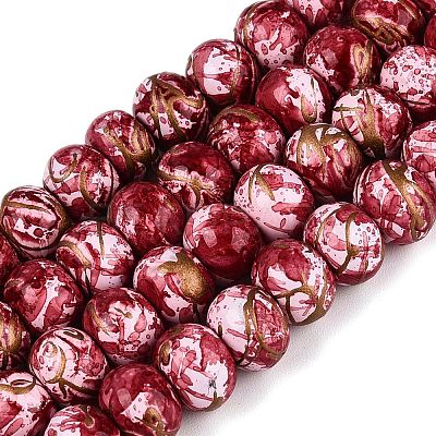 Opaque Baking Paint Glass Beads Strands GLAA-Q110-03A-16-1