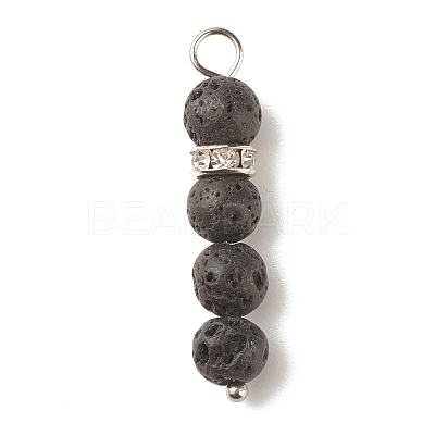 Round Natural Lava Rock Pendants PALLOY-JF01515-1