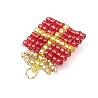 Glass Seed Beaded Christmas Gift Pendants PALLOY-MZ00899-01-1