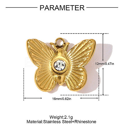 304 Stainless Steel Rhinestone Pendants STAS-OY009-31G-1