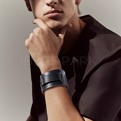 Vintage Punk Rock Style Wide Leather Cord Wristband Bracelets for Unisex BJEW-WH20007-07A-1