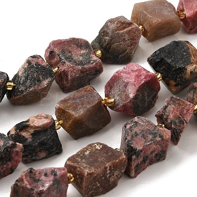 Raw Rough Natural Rhodonite Beads Strands G-Z087-B13-1