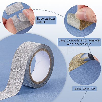 2 Roll 2 Colors Glitter Adhesive Plastic Tapes DIY-CP0011-85-1