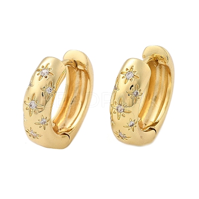 Clear Cubic Zirconia Star Hoop Earrings EJEW-C022-01G-1