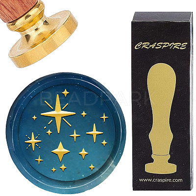 Brass Wax Seal Stamp with Wood Handle AJEW-WH0412-0323-1