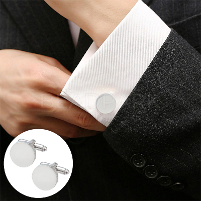 4Pcs 2 Colors Stainless Steel Cuff Button STAS-WR0001-03-1