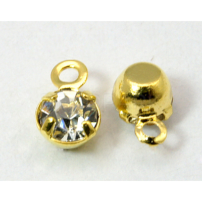 Golden Plated Brass Setting with Middle East Rhinestone Pendants X-RB-6.5x4x3.5-01G-1