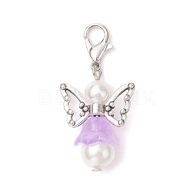 Angel Glass & Shell Pearl Bead Pendant Decorations HJEW-JM02964-1