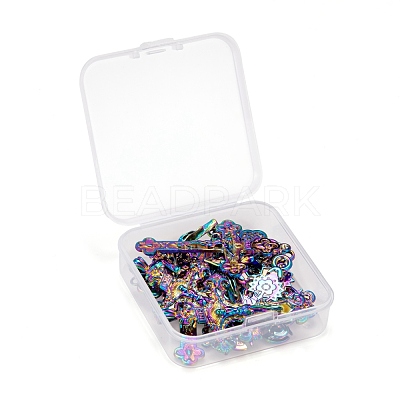 12Pcs 6 Style Rainbow Color Alloy Pendants FIND-LS0001-16MC-1