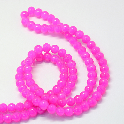 Baking Paint Imitation Jade Glass Round Bead Strands DGLA-Q021-10mm-28-1