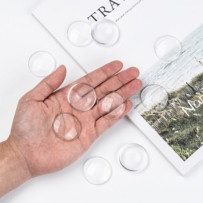 Transparent Glass Cabochons X-GGLA-R026-35mm-1