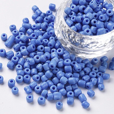 6/0 Opaque Colours Round Glass Seed Beads X-SEED-A010-4mm-43B-1