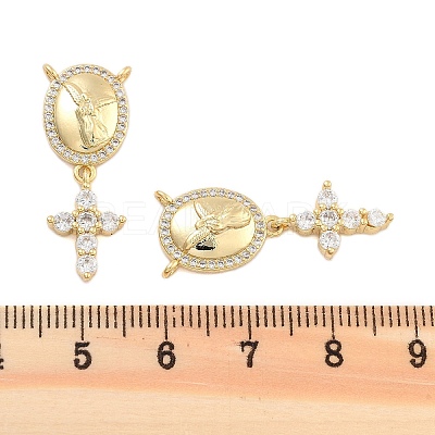 Brass Pave Cubic Zirconia Pendants KK-U009-09A-G-1