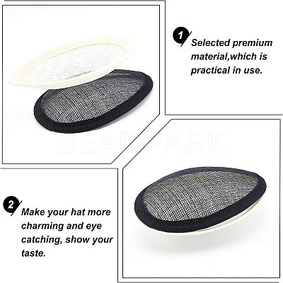 3Pcs 3 Colors Linen Teardrop Fascinator Hat Base for Millinery AJEW-CA0002-77-1